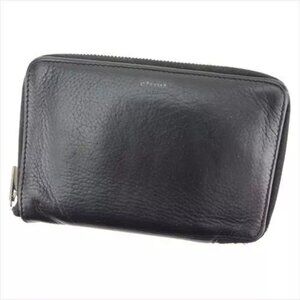 Celine Wallet Purse Bifold Black leather Woman unisex Authentic Used